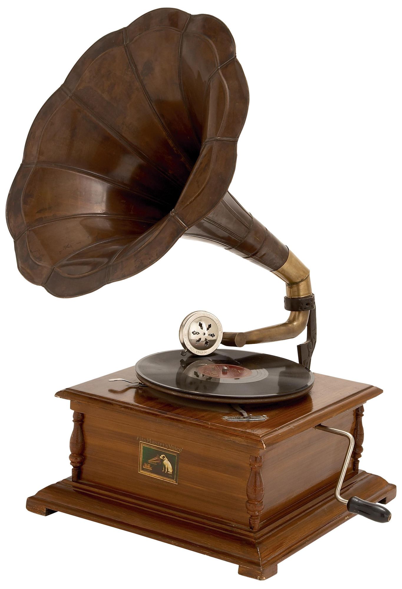 Brown Wood Vintage Gramophone, 19" x 17" x 27"
