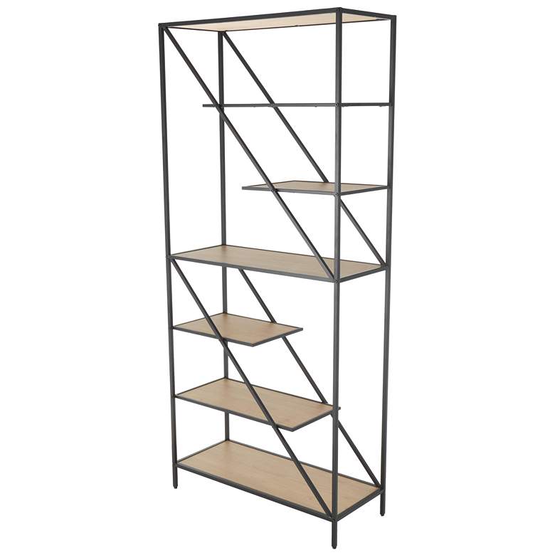 Image 1 Brown Wooden Contemporary Shelving Unit, 32" x 13" x 71"
