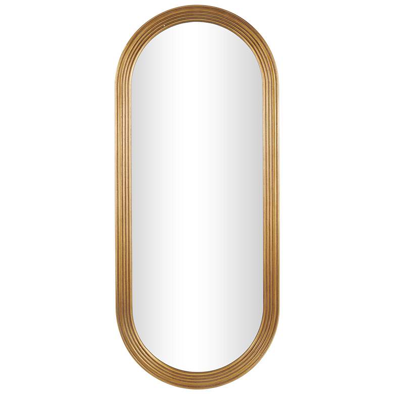 Image 1 Brown Wooden Contemporary Wall Mirror, 22" x 1" x 51"