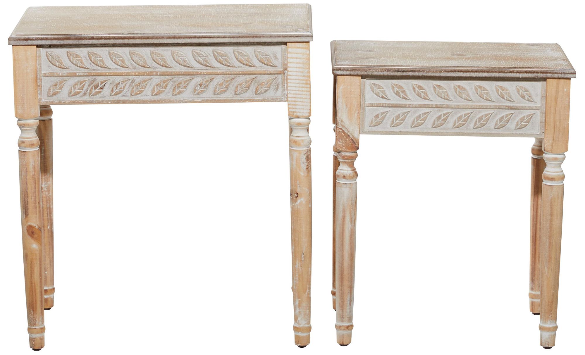 Image 4 Brown Wooden Farmhouse Accent Table, S/2 22", 25"H more views