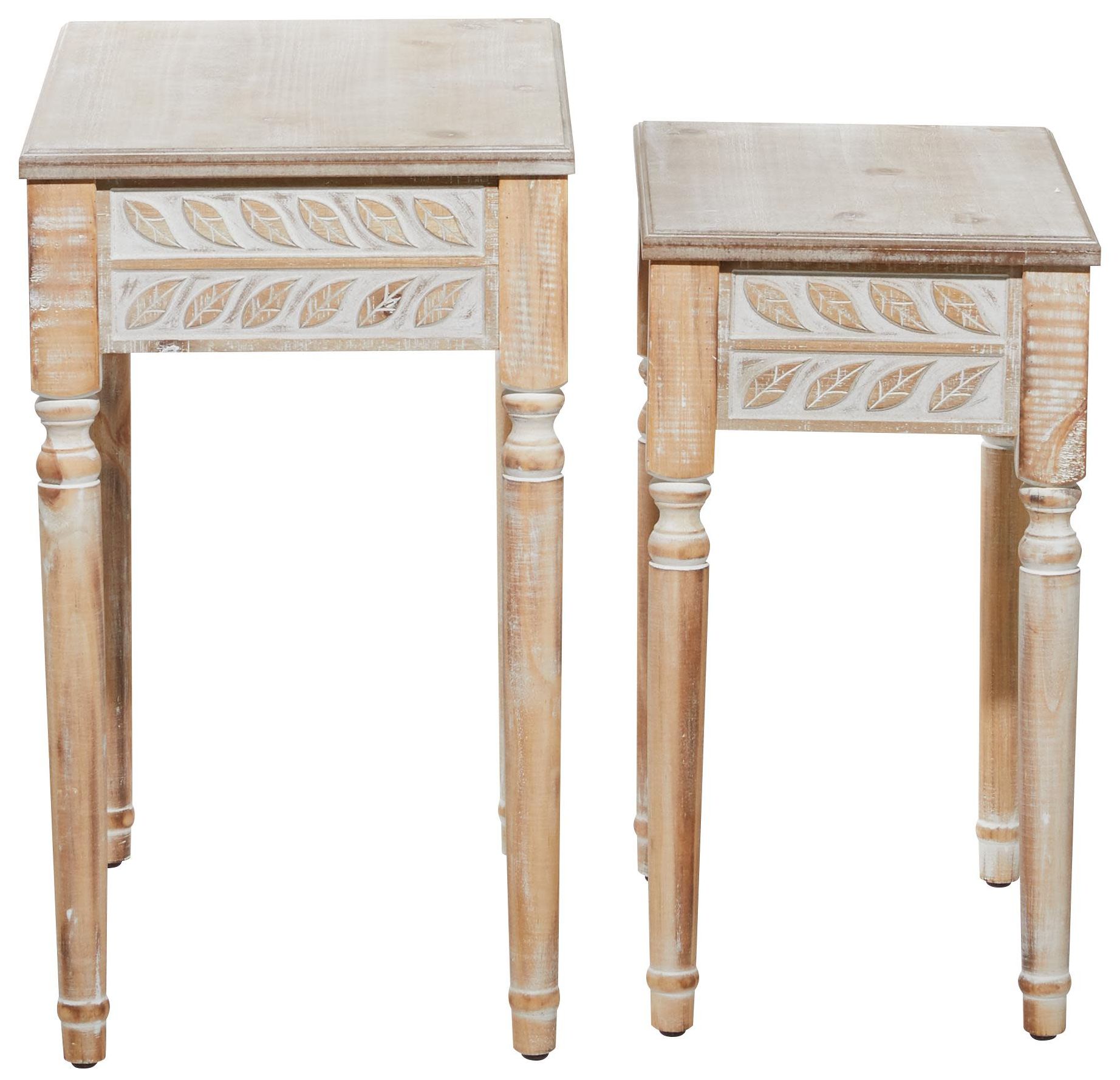 Image 5 Brown Wooden Farmhouse Accent Table, S/2 22", 25"H more views