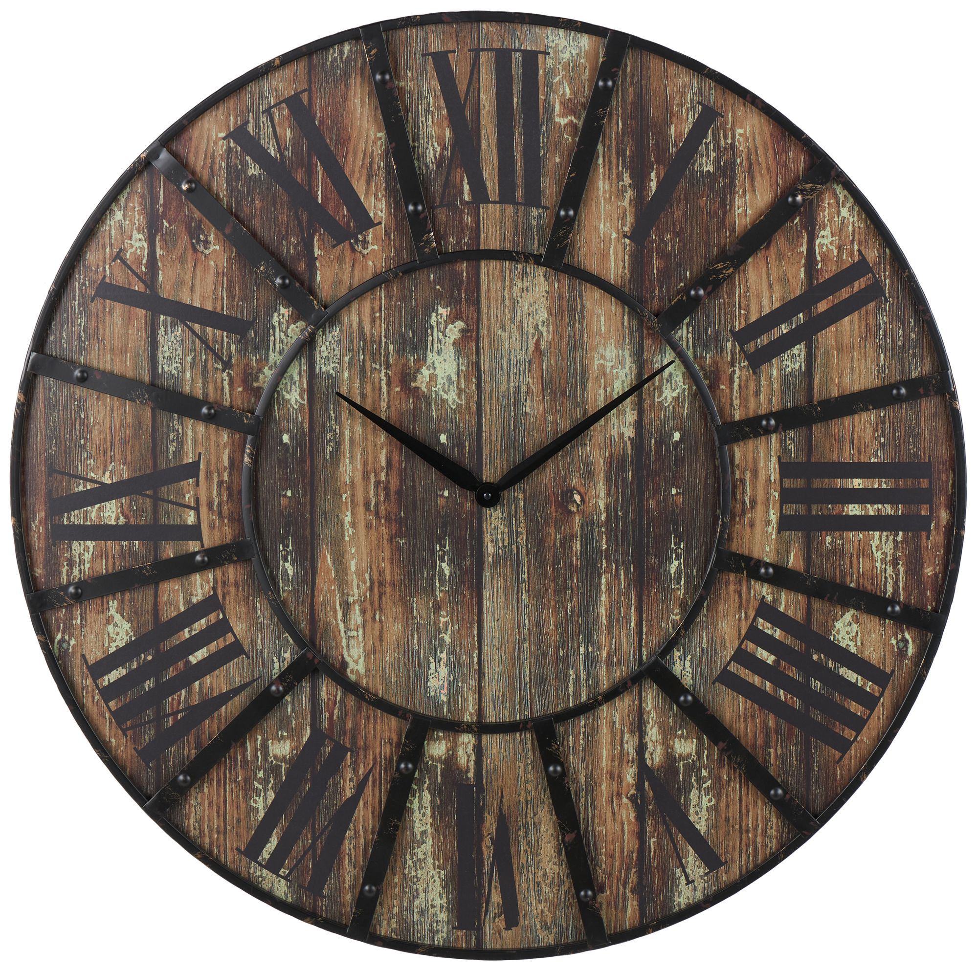 Brown Wooden Farmhouse Wall Clock, 36" x 2" x 36"