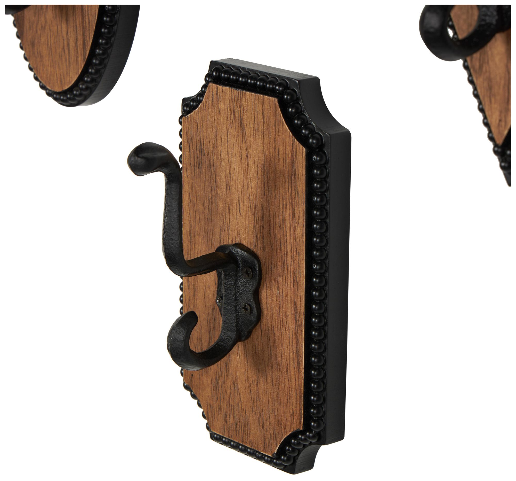 Image 3 Brown Wooden Farmhouse Wall Hook, S/4 4"W, 7"H more views