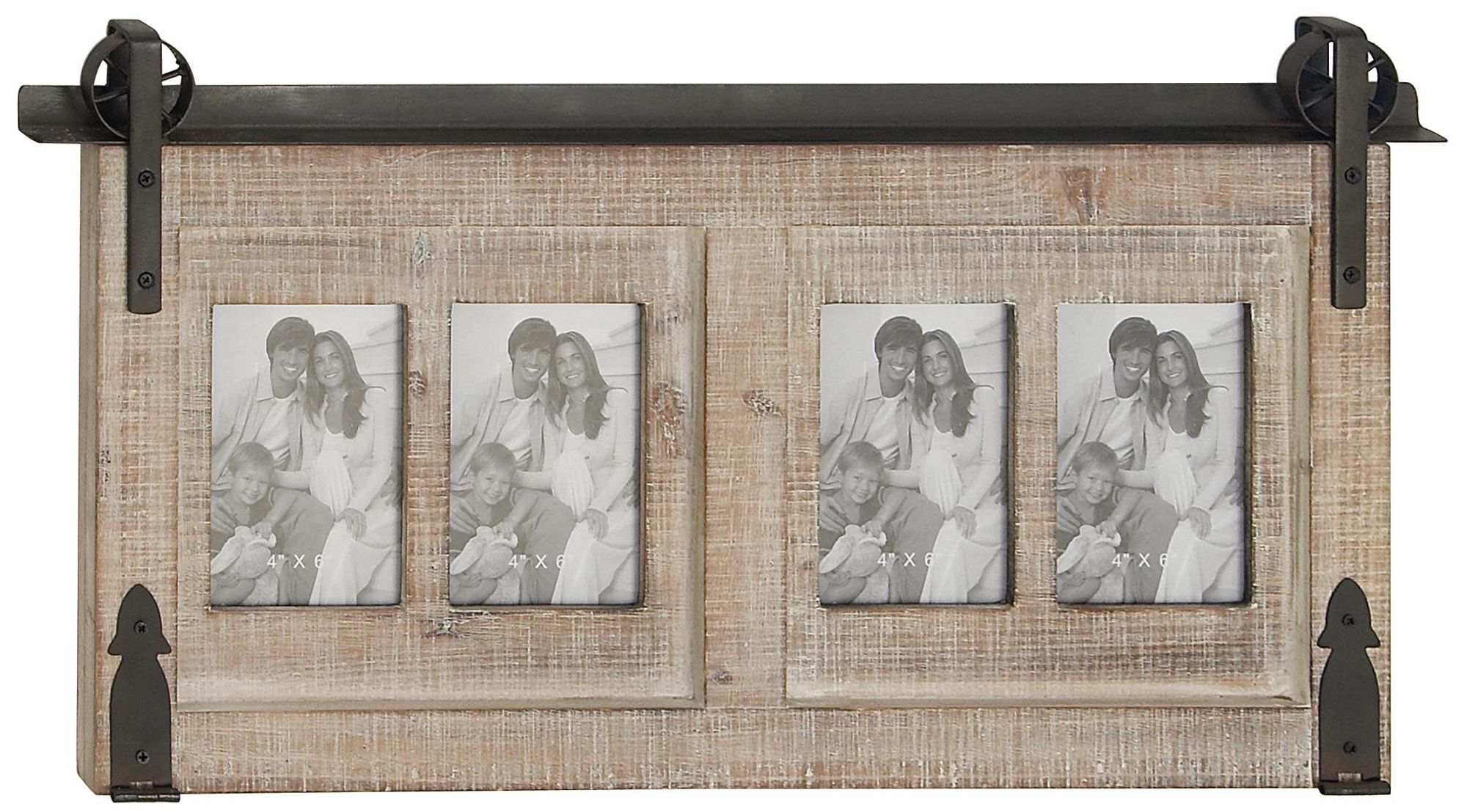 Image 5 Brown Wooden Farmhouse Wall Photo Frame, 26" x 1" x 14" more views