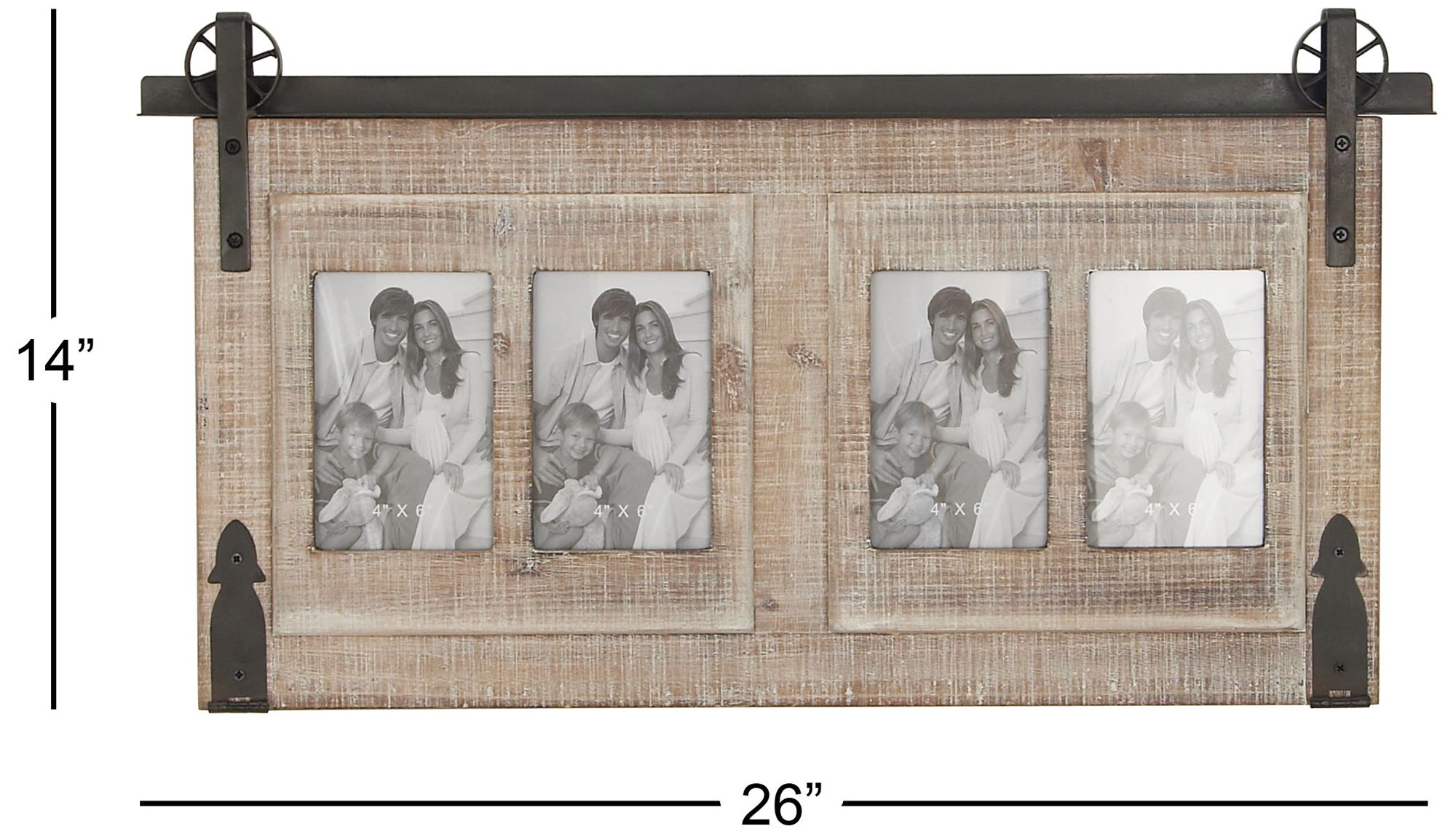 Image 6 Brown Wooden Farmhouse Wall Photo Frame, 26" x 1" x 14" more views