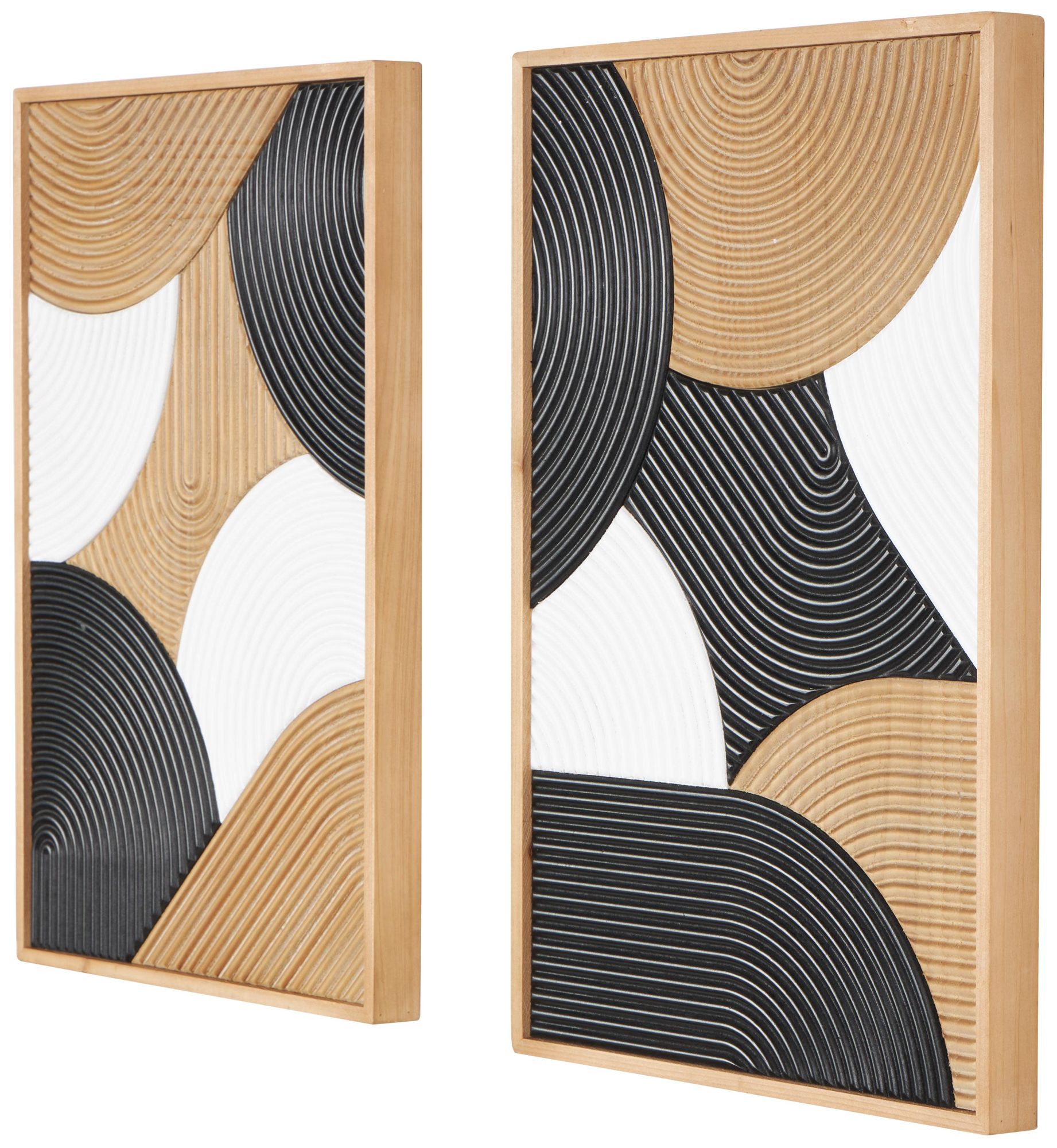 Image 6 Brown Wooden Modern Farmhouse Wall Decor, S/2 13"W, 19"H more views