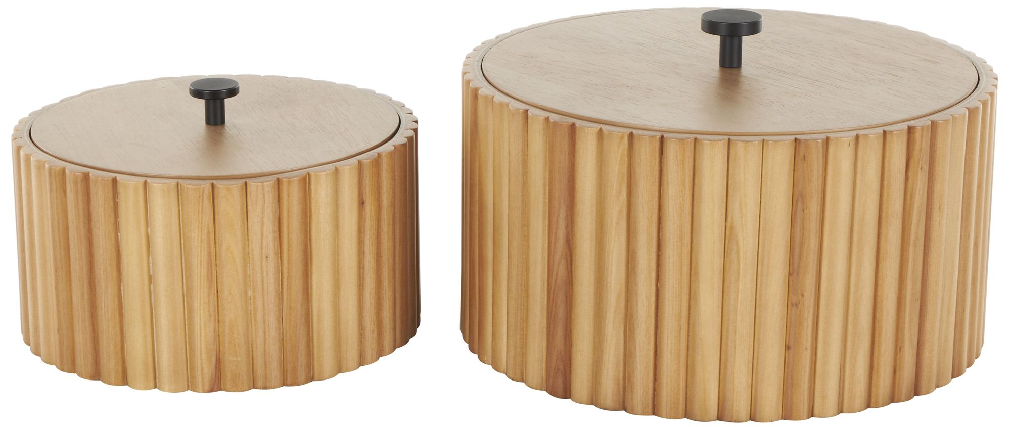 Image 2 Brown Wooden Traditional Box, S/2 8", 10"W