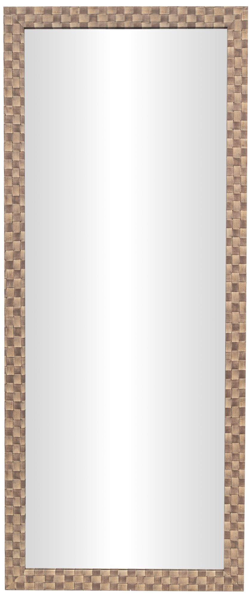 Image 2 Brown Wooden Transitional Wall Mirror, 25" x 1" x 58"
