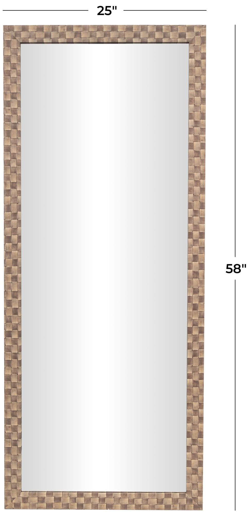 Image 7 Brown Wooden Transitional Wall Mirror, 25" x 1" x 58" more views