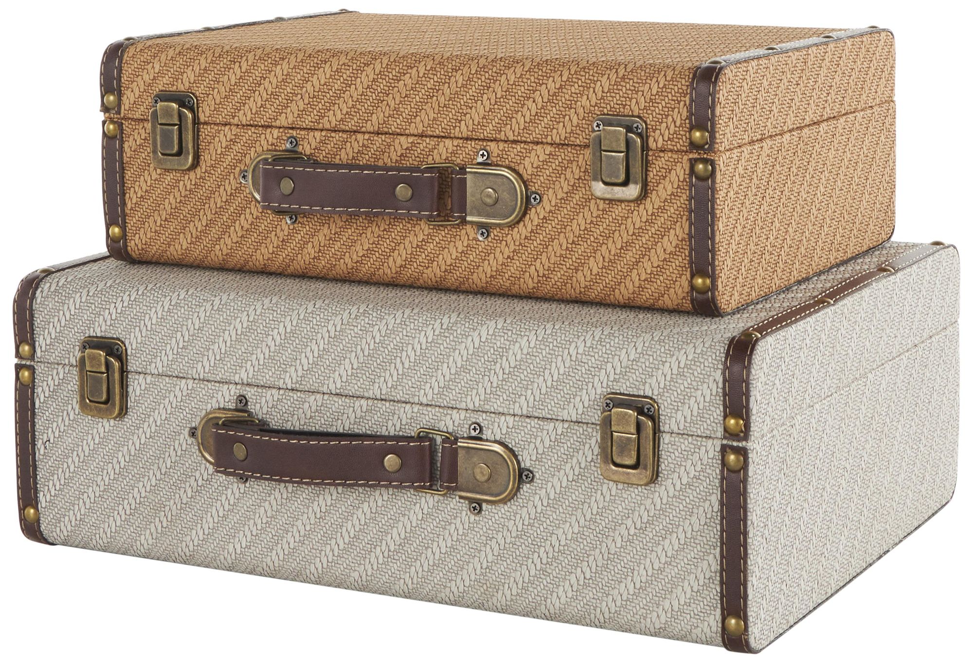 Brown Wooden Vintage Trunk, S/2 16", 14"W