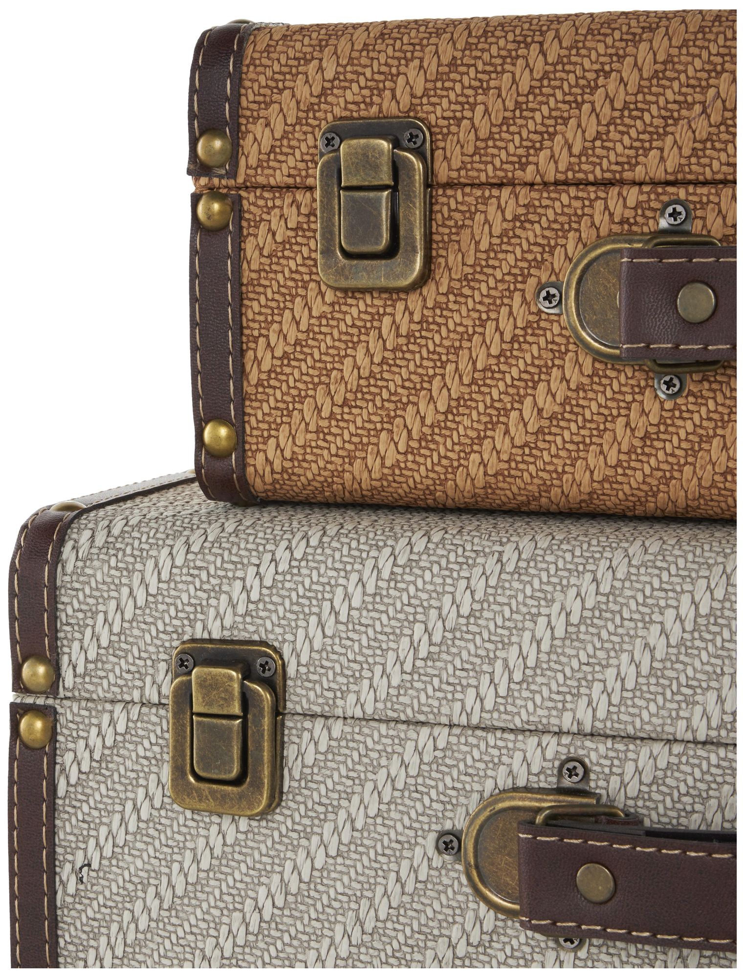 Image 3 Brown Wooden Vintage Trunk, S/2 16", 14"W more views