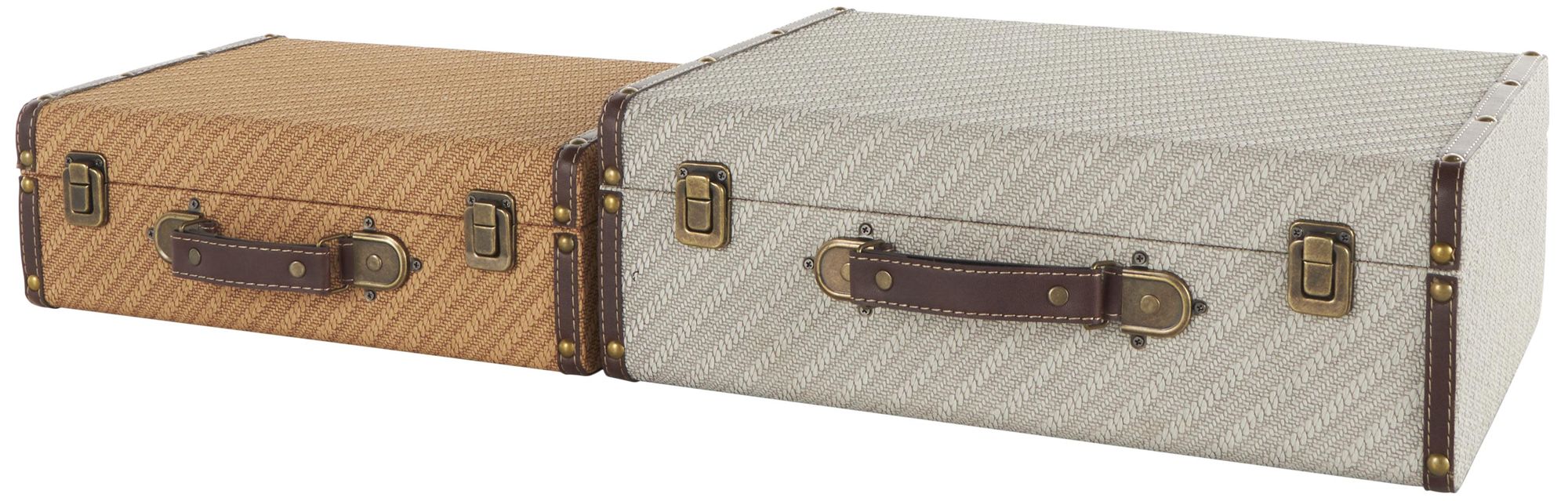 Image 6 Brown Wooden Vintage Trunk, S/2 16", 14"W more views