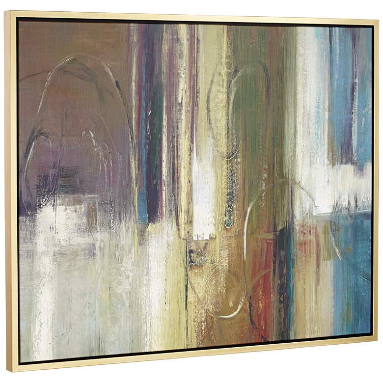 Brown, Yellow and Blue Abstract 53 inch High Framed Wall Art more views