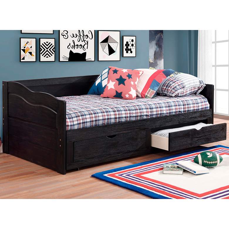 Image 1 Brownlee Black Wood 2-Drawer Kids Bed
