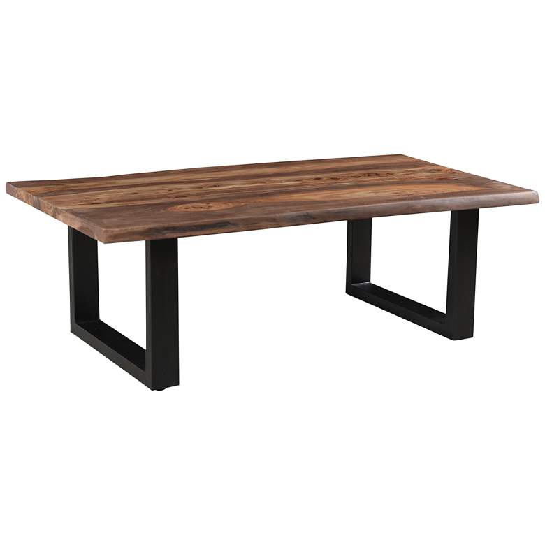 Image 3 Brownstone II 54" Natural Wood and Black Cocktail Table