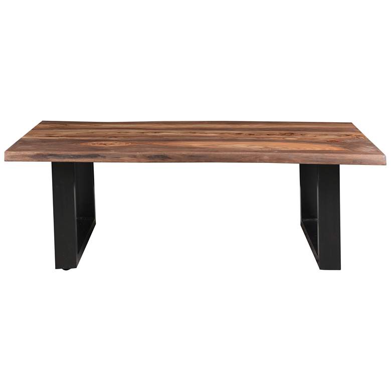 Image 4 Brownstone II 54" Natural Wood and Black Cocktail Table more views