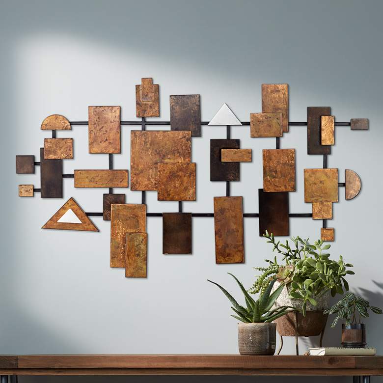 Image 1 Brownsville 43 3/4" Wide Painted Geometric Metal Wall Art