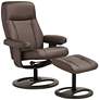 2_Bruce 31" Wide Chocolate Faux Leather Swivel Recliner and Ottoman