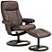 Bruce 31" Wide Chocolate Faux Leather Swivel Recliner and Ottoman