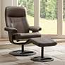 1_Bruce 31" Wide Chocolate Faux Leather Swivel Recliner and Ottoman
