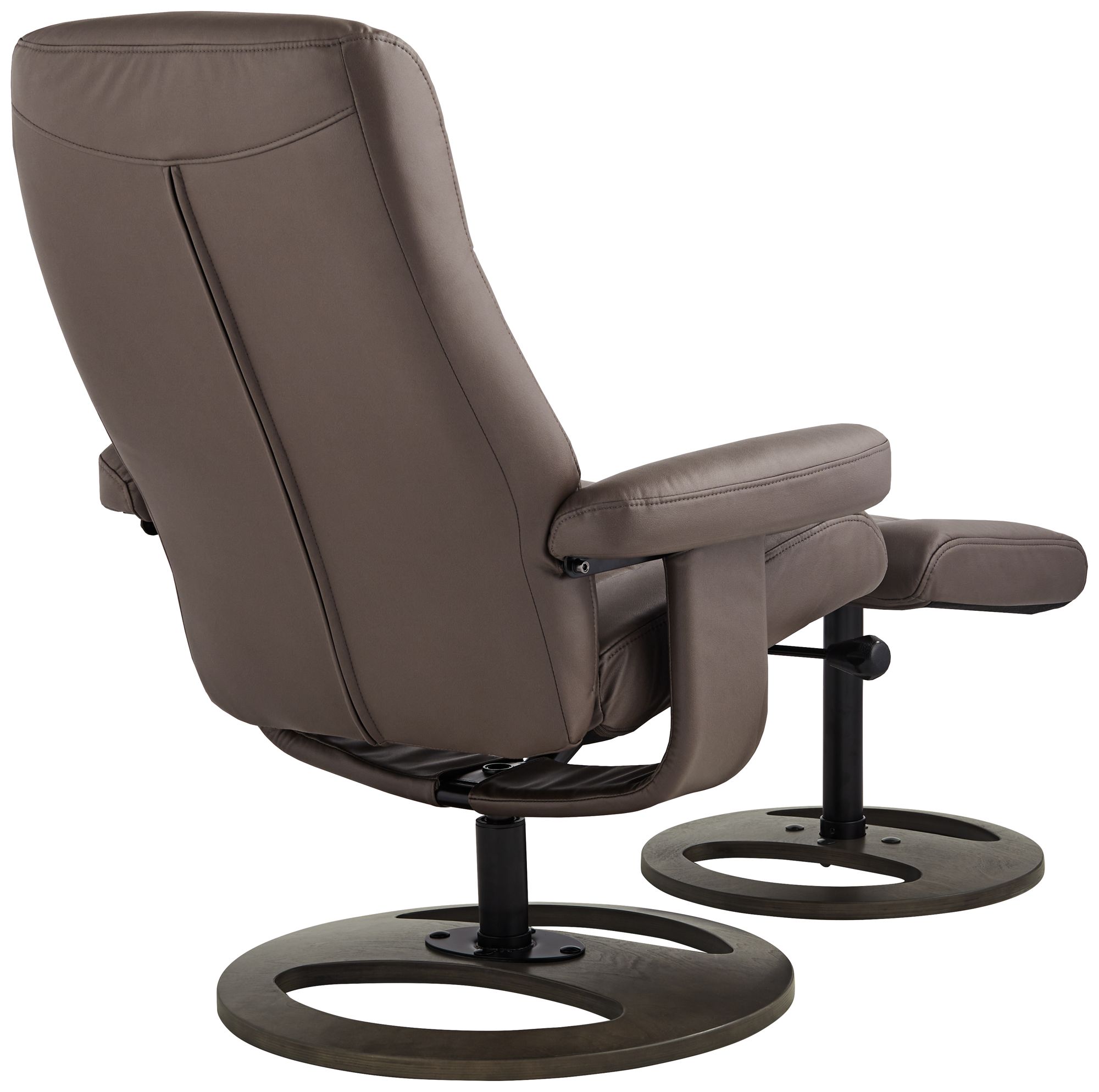 Bruce 31" Wide Chocolate Faux Leather Swivel Recliner and Ottoman