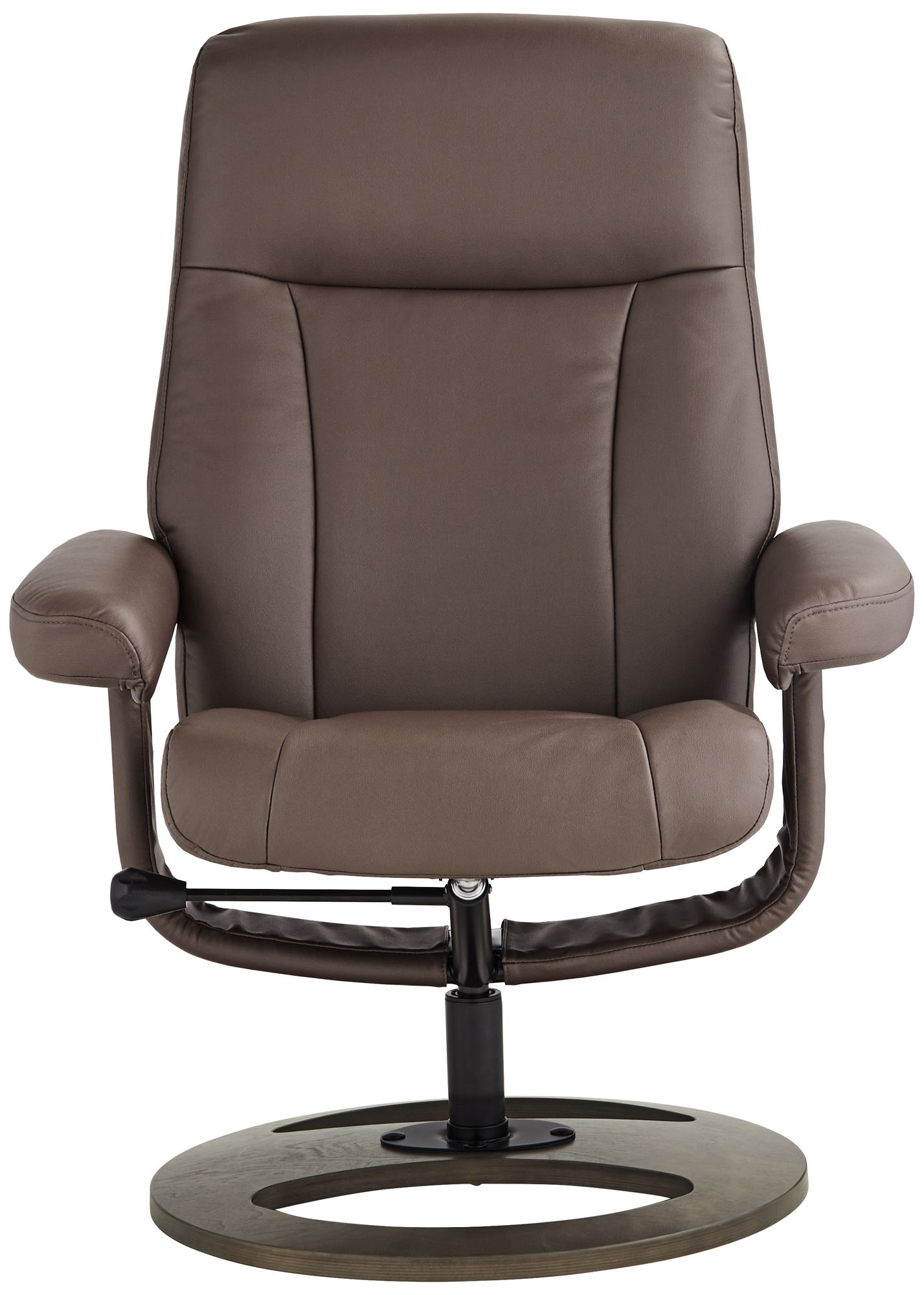 Bruce 31" Wide Chocolate Faux Leather Swivel Recliner and Ottoman