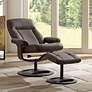 Bruce 31" Wide Chocolate Faux Leather Swivel Recliner and Ottoman