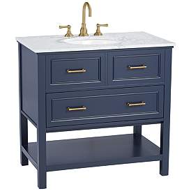 Image3 of Bruce 36 1/4" Wide 1-Drawer Blue Teak Wood Single Sink Vanity