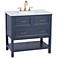 Bruce 36 1/4" Wide 1-Drawer Blue Teak Wood Single Sink Vanity