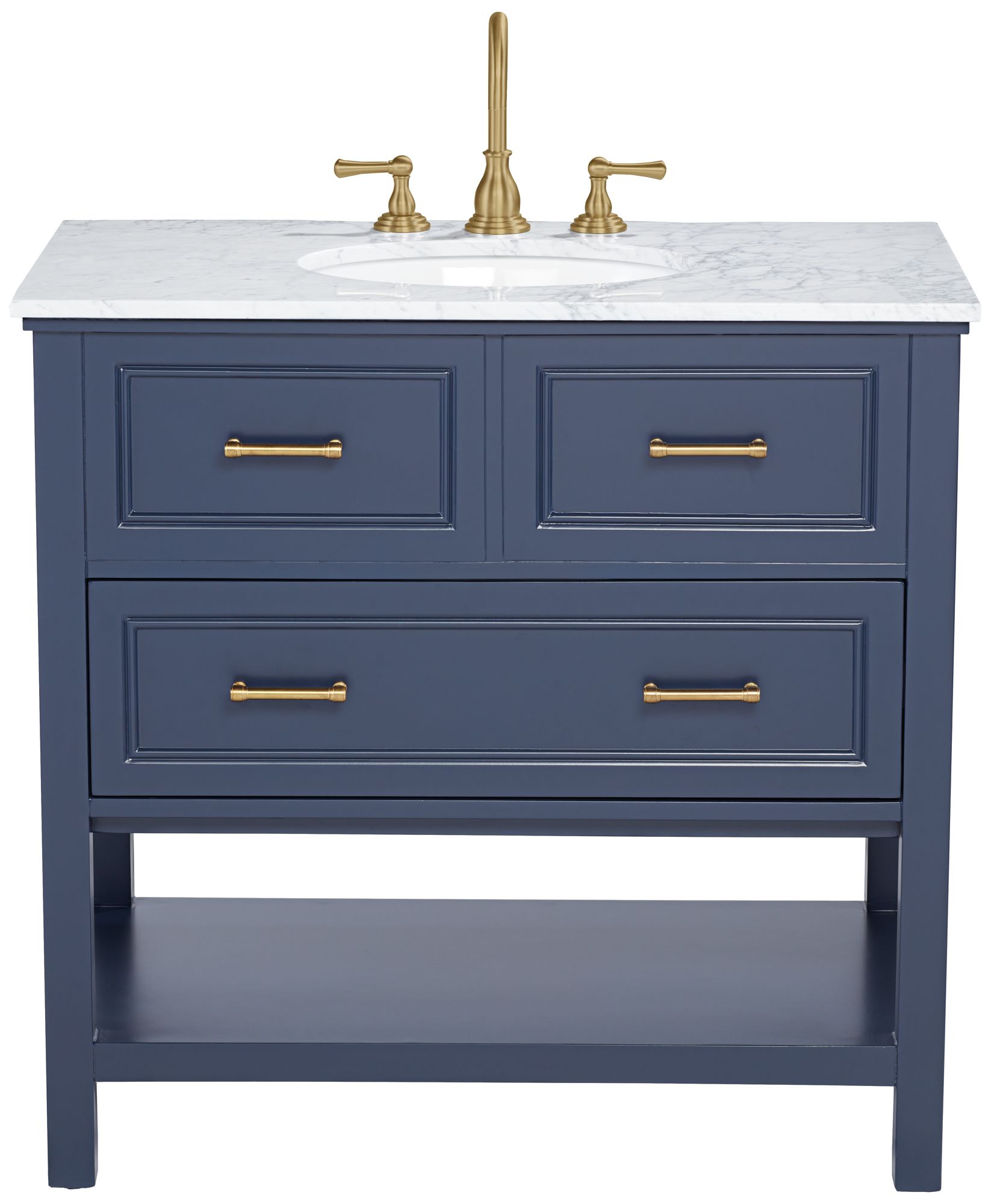Bruce 36 1/4" Wide 1-Drawer Blue Teak Wood Single Sink Vanity in scene