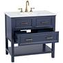 Bruce 36 1/4" Wide 1-Drawer Blue Teak Wood Single Sink Vanity in scene