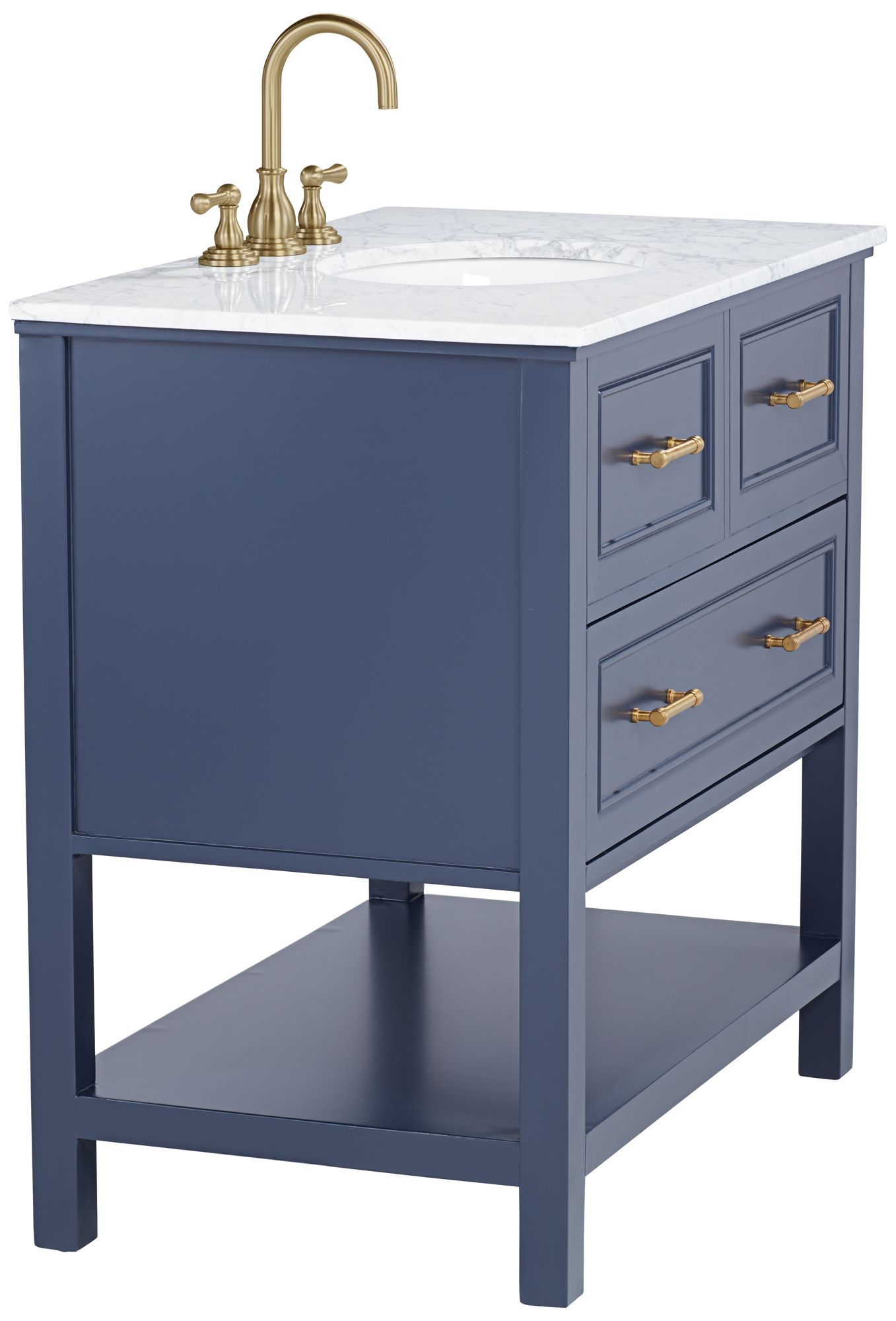 Bruce 36 1/4" Wide 1-Drawer Blue Teak Wood Single Sink Vanity in scene