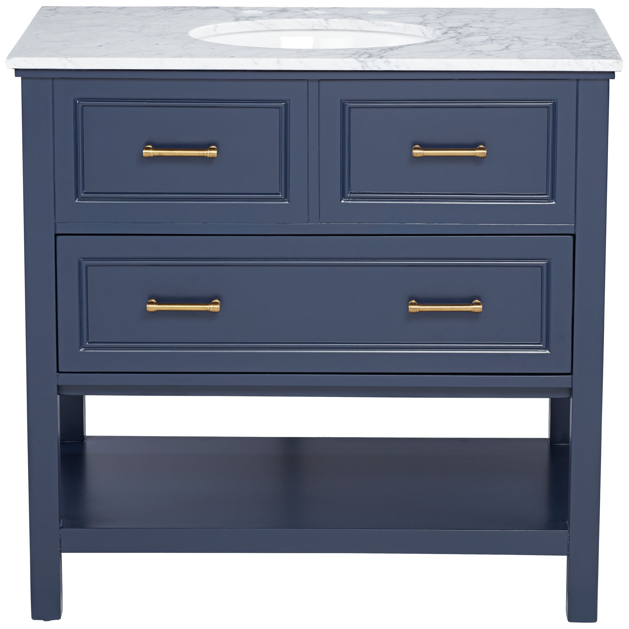 Bruce 36 1/4" Wide 1-Drawer Blue Teak Wood Single Sink Vanity in scene