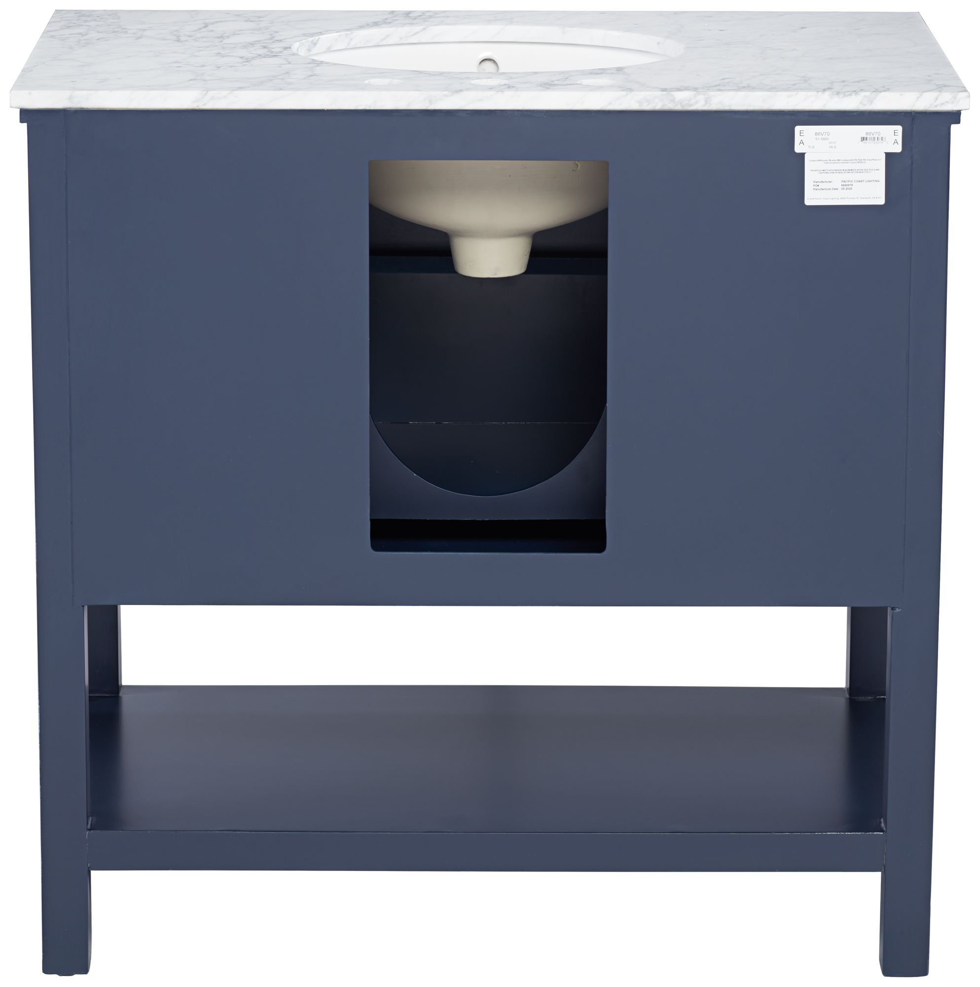 Bruce 36 1/4" Wide 1-Drawer Blue Teak Wood Single Sink Vanity in scene