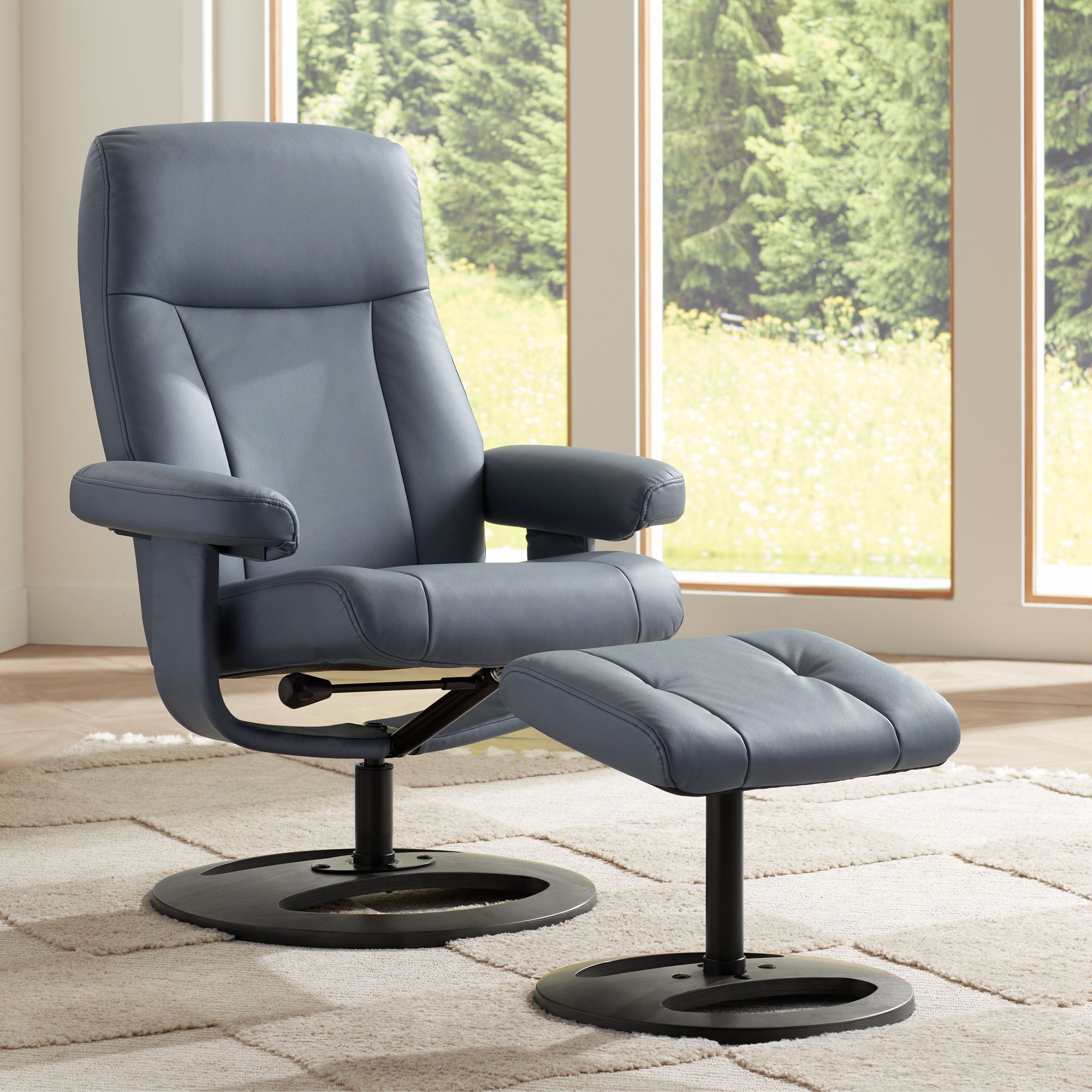 Bruce Bermuda Gray and Slate 2-Piece Recliner and Table Set