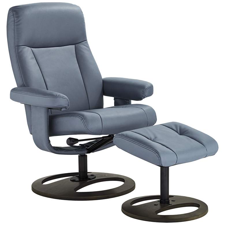 Image 2 Bruce Bermuda Gray Faux Leather Swivel Recliner and Ottoman