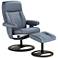 Bruce Bermuda Gray Faux Leather Swivel Recliner and Ottoman