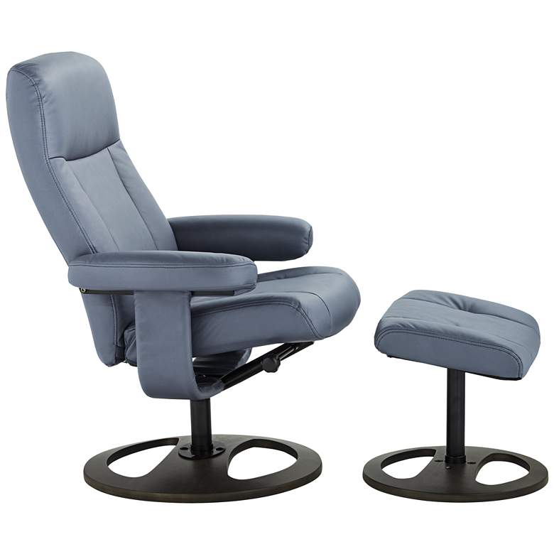Image 6 Bruce Bermuda Gray Faux Leather Swivel Recliner and Ottoman more views