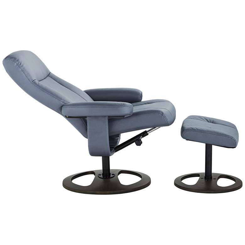 Image 7 Bruce Bermuda Gray Faux Leather Swivel Recliner and Ottoman more views