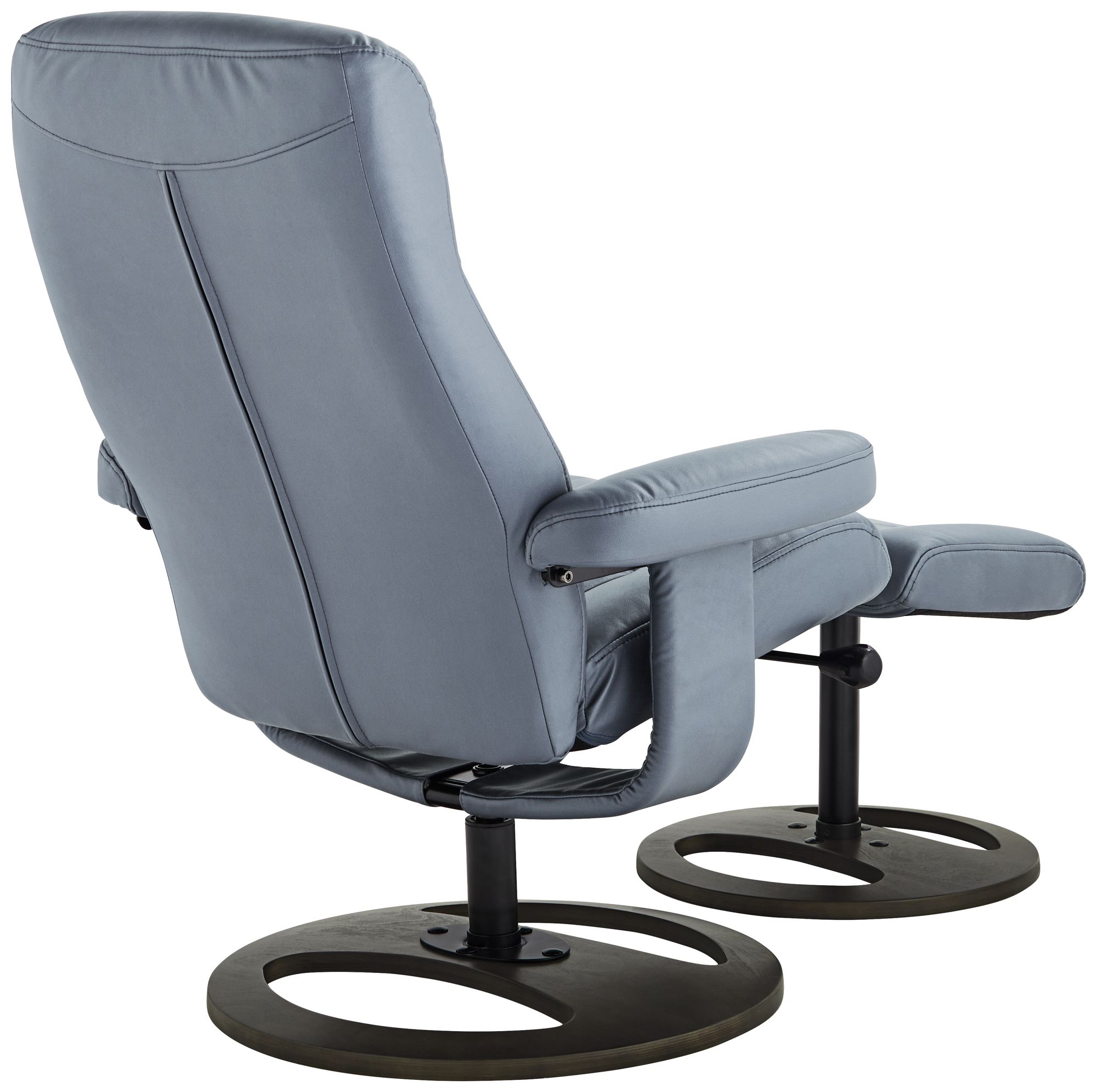 Bruce Bermuda Gray Faux Leather Swivel Recliner and Ottoman