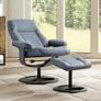 Bruce Bermuda Gray Faux Leather Swivel Recliner and Ottoman