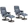 1_Bruce Bermuda Gray Faux Leather Swivel Recliners and Ottomans Set of 2