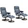Bruce Bermuda Gray Faux Leather Swivel Recliners and Ottomans Set of 2