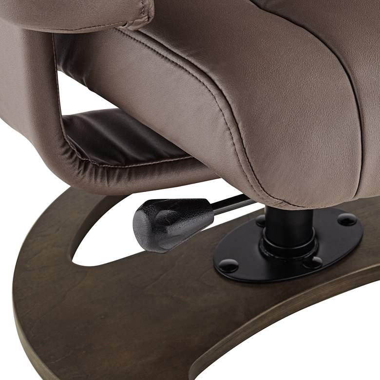 Image 3 Bruce Chocolate Faux Leather Swivel Recliner and Ottoman more views