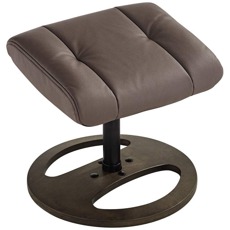 Image 5 Bruce Chocolate Faux Leather Swivel Recliner and Ottoman more views