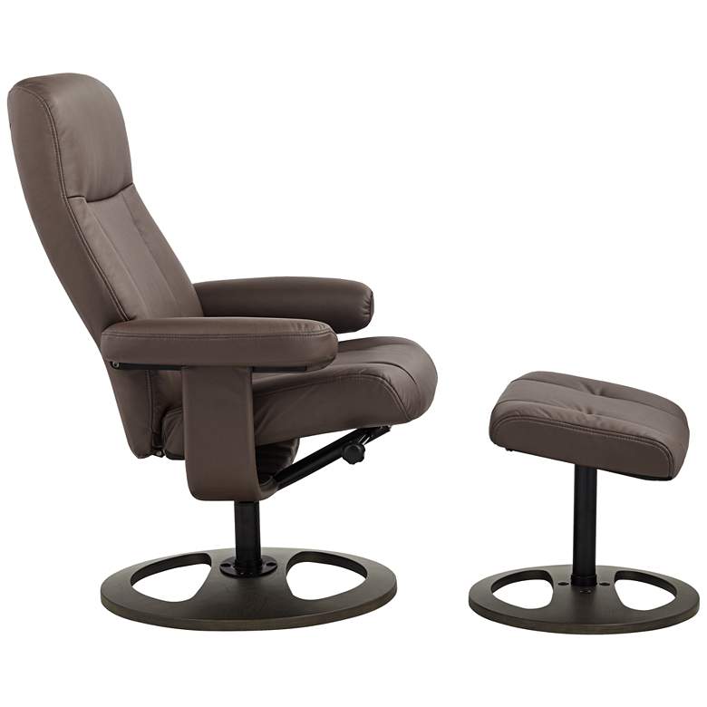 Image 5 Bruce Chocolate Faux Leather Swivel Recliner and Ottoman more views