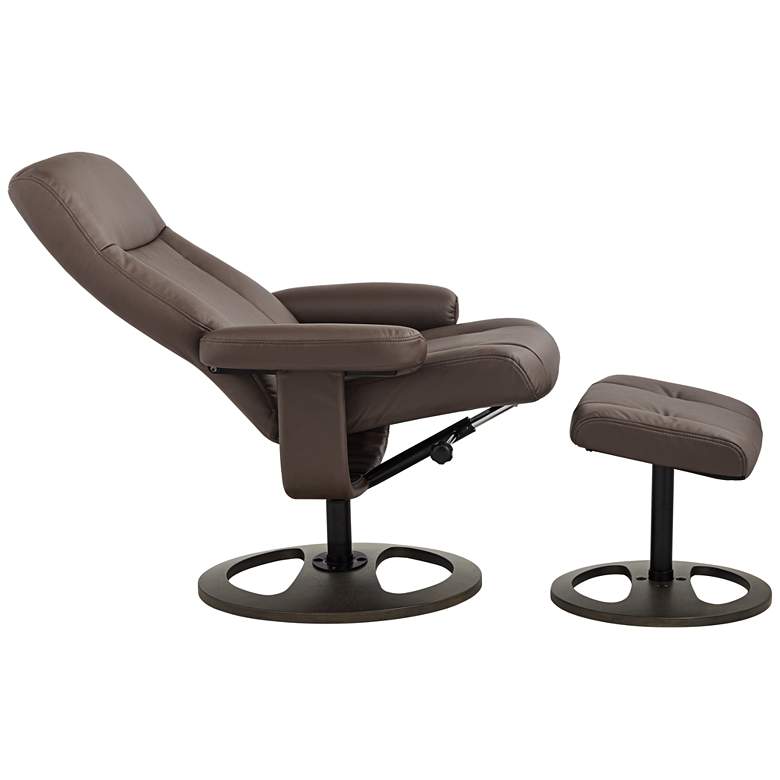 Image 7 Bruce Chocolate Faux Leather Swivel Recliner and Ottoman more views
