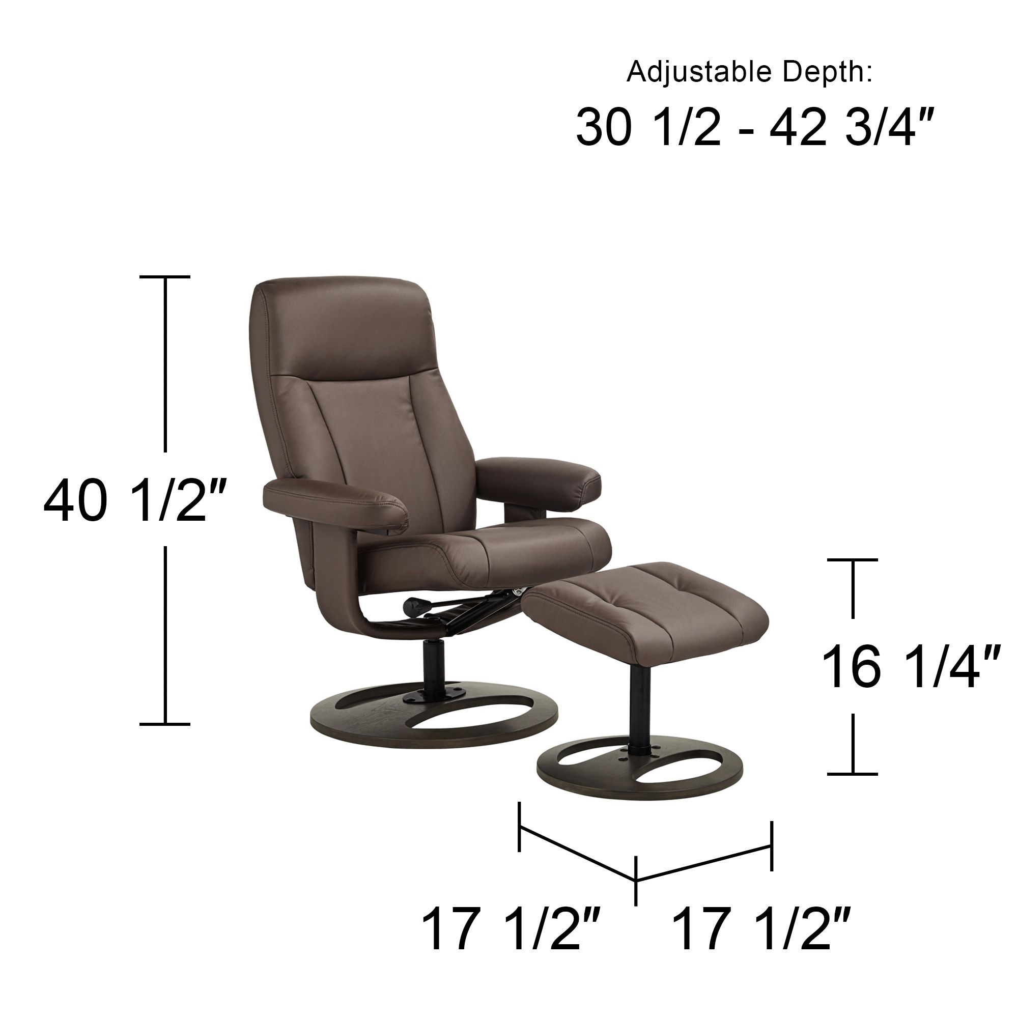 Bruce Chocolate Faux Leather Swivel Recliners and Ottomans Set of 2