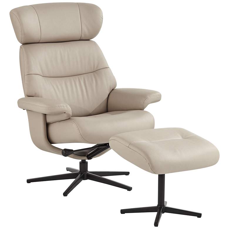 Image 2 Bruce Mushroom Faux Leather Swivel Recliner and Slanted Ottoman