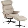 2_Bruce Mushroom Faux Leather Swivel Recliner and Slanted Ottoman
